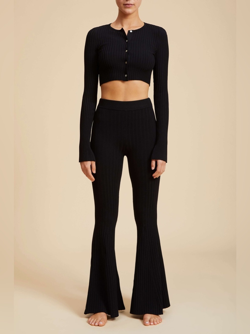 Live The Process Jaya high-waisted kint flare pant medium new without tags black